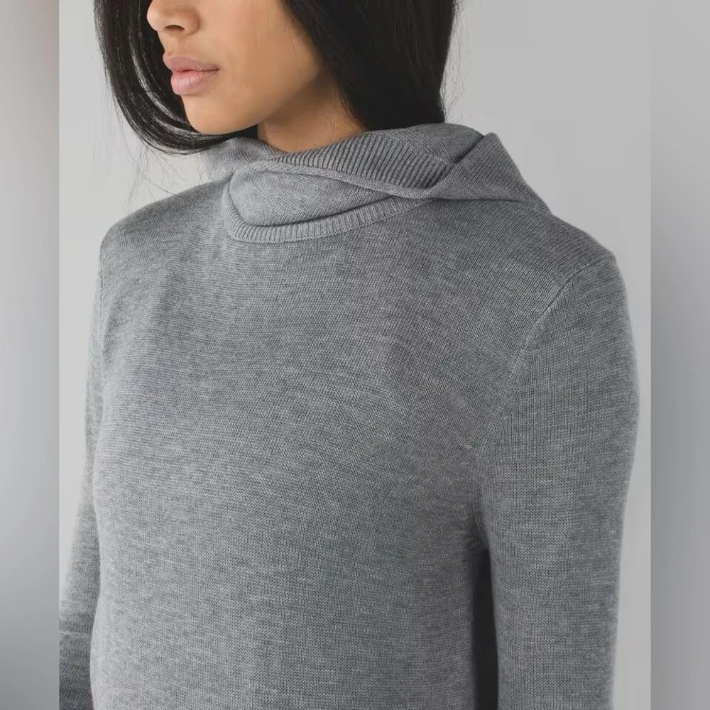 Lululemon CASHMERE Sweet Savasana Pullover Heathered Medium Grey Sweater 6 small - Picture 3 of 13
